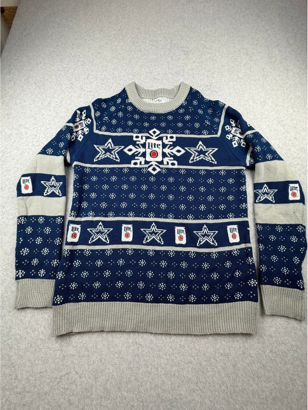 Miller Lite Cowboy Mens Ugly Christmas Sweater LG Holiday Crewneck Acrylic